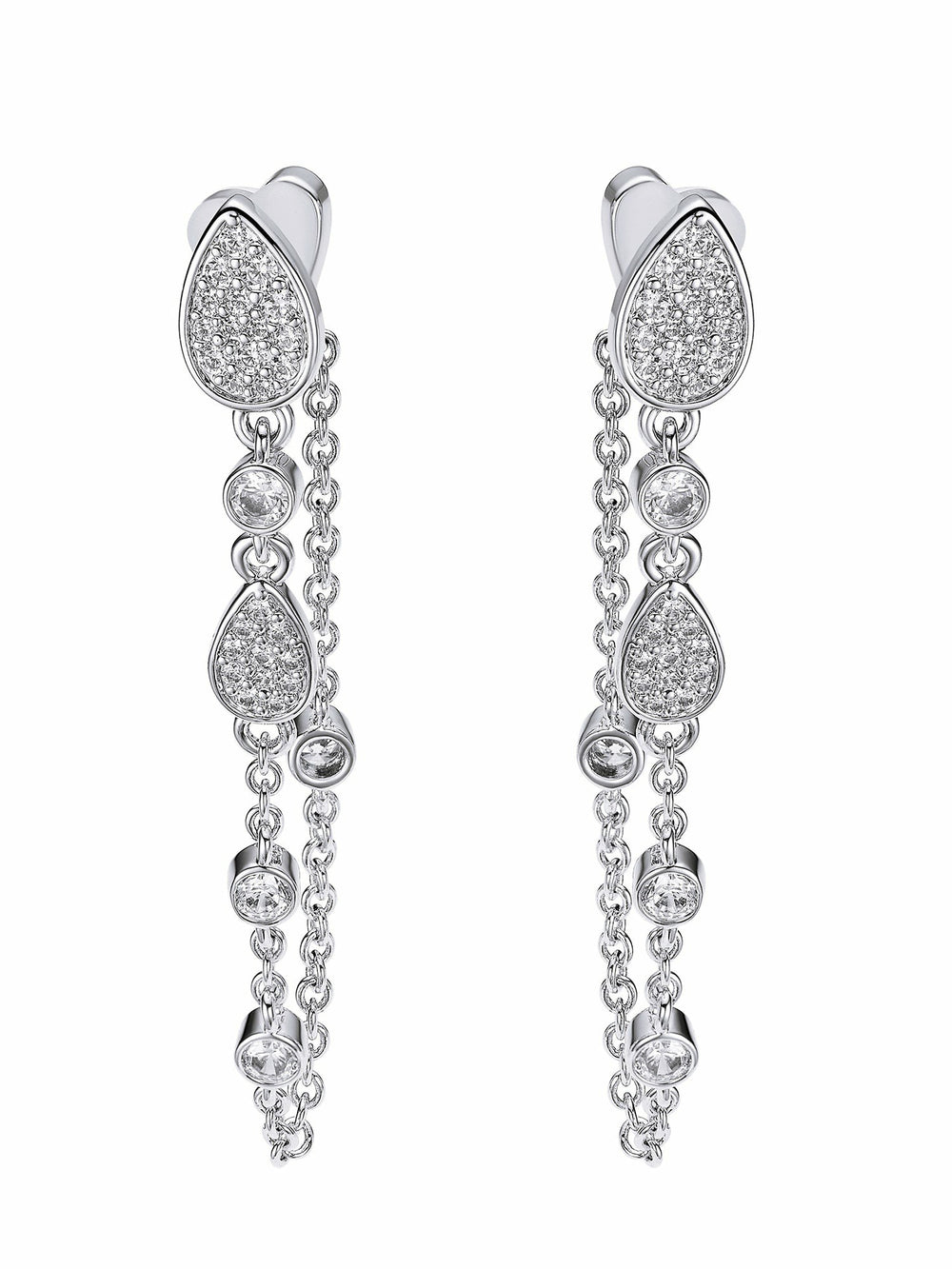 Amélie Pavé Crystal Drop Chain Earrings | Nana Jacqueline