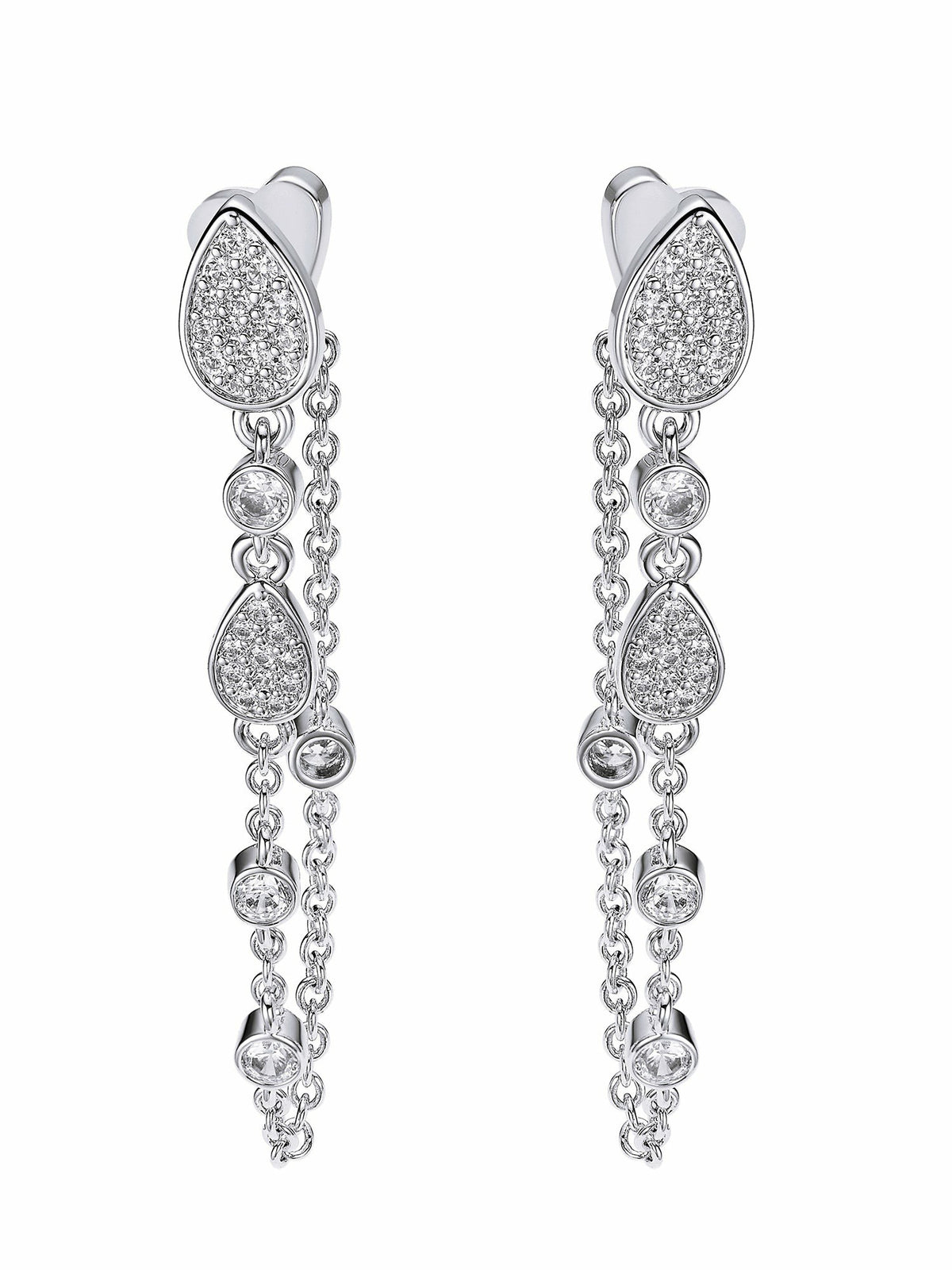 Amélie Pavé Crystal Drop Chain Earrings | Nana Jacqueline