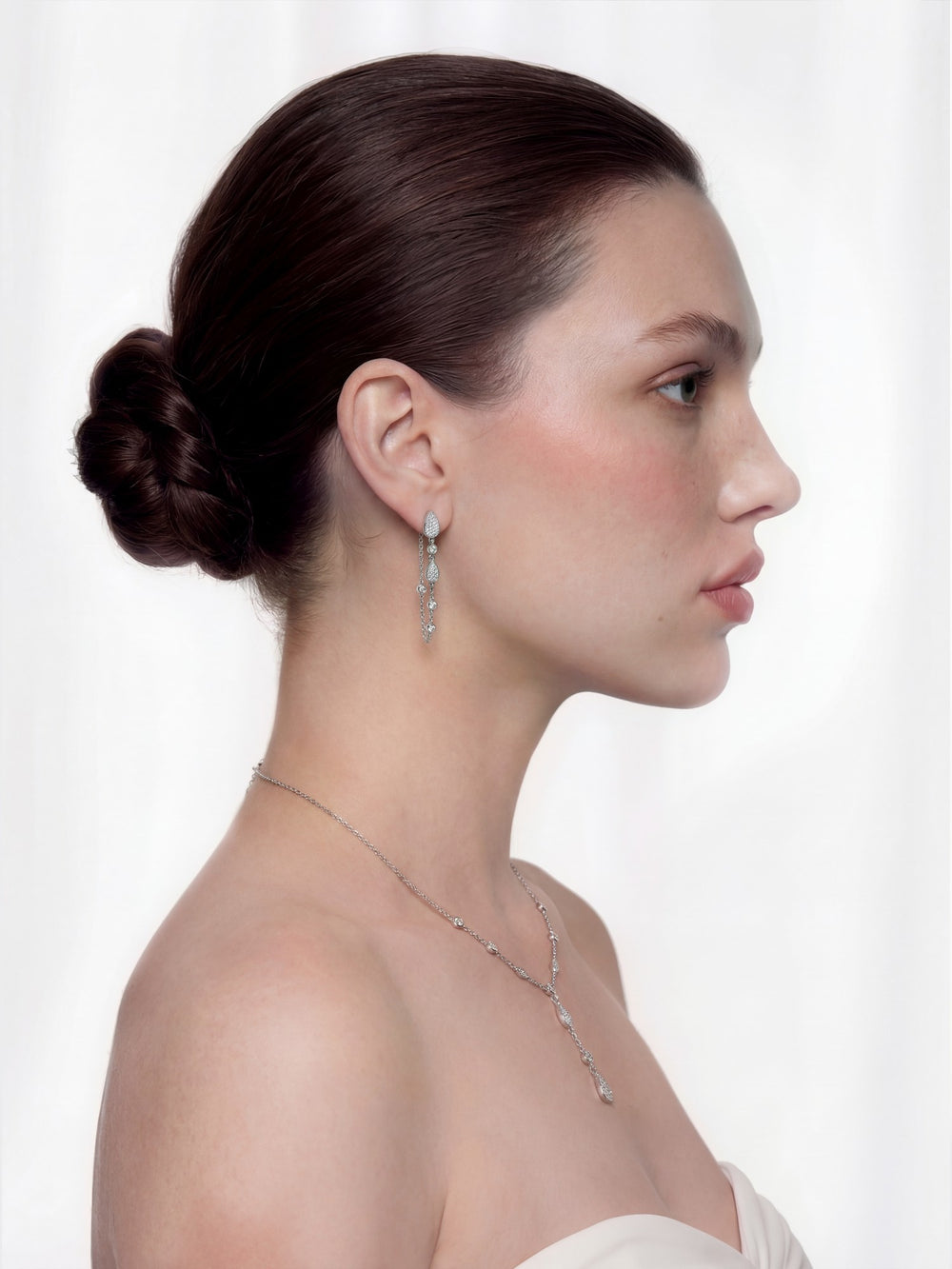 Amélie Pavé Crystal Drop Chain Earrings | Nana Jacqueline