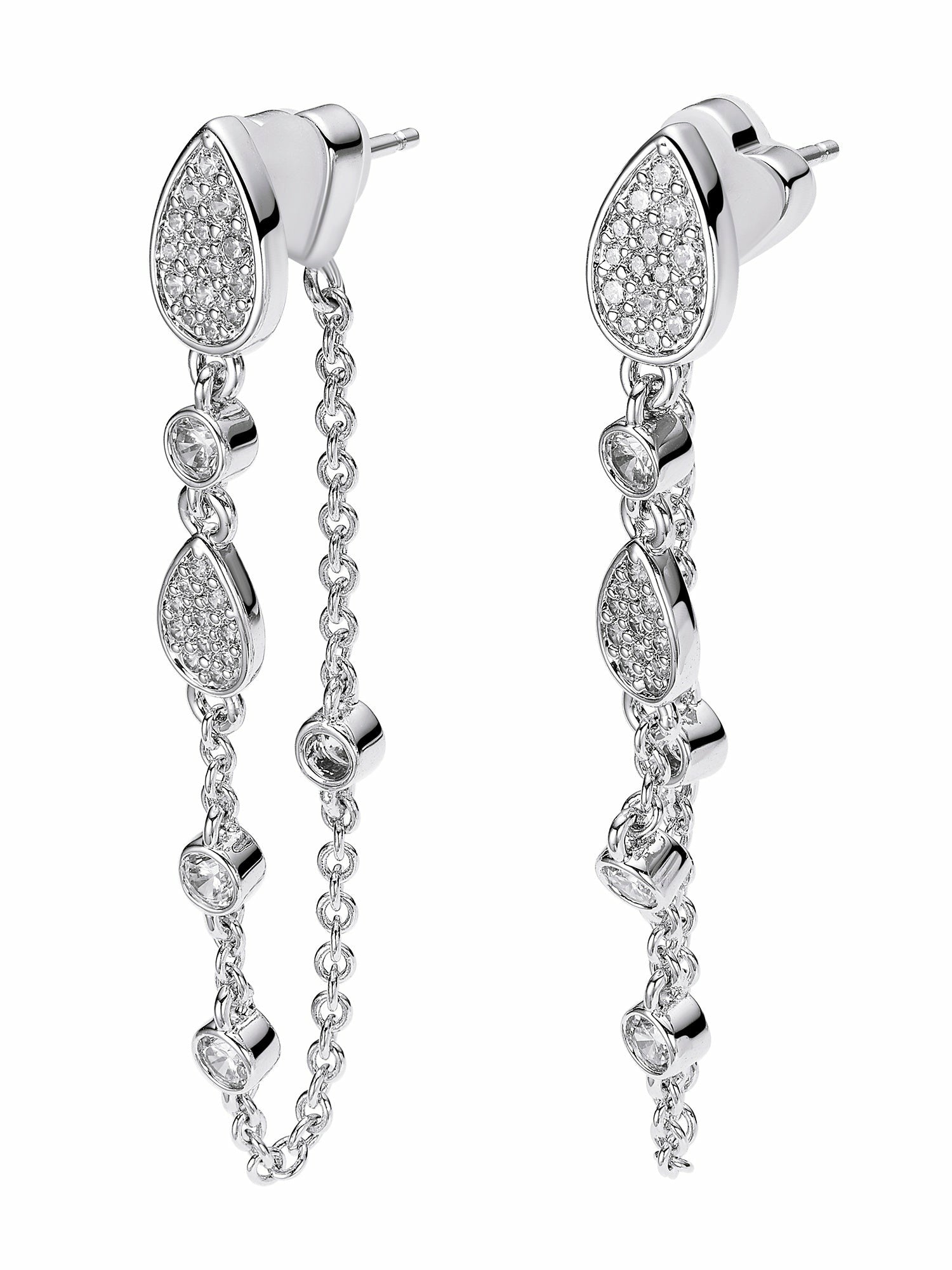 Amélie Pavé Crystal Drop Chain Earrings | Nana Jacqueline