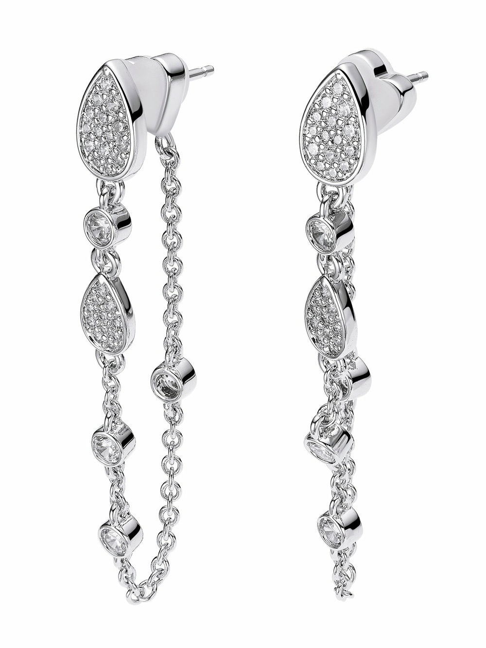 Amélie Pavé Crystal Drop Chain Earrings | Nana Jacqueline