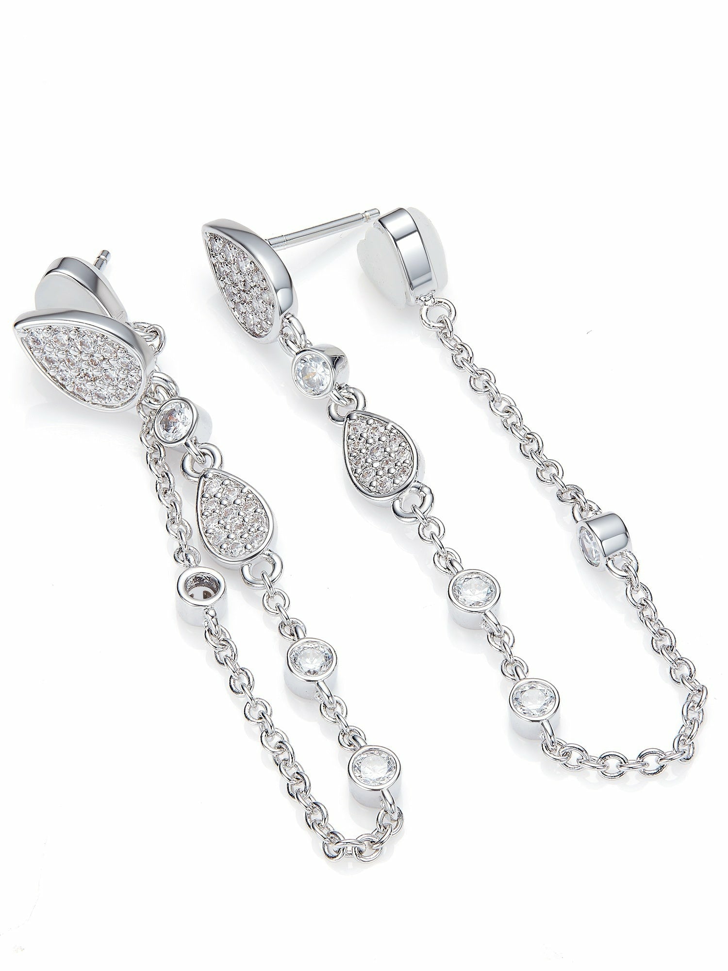 Amélie Pavé Crystal Drop Chain Earrings | Nana Jacqueline