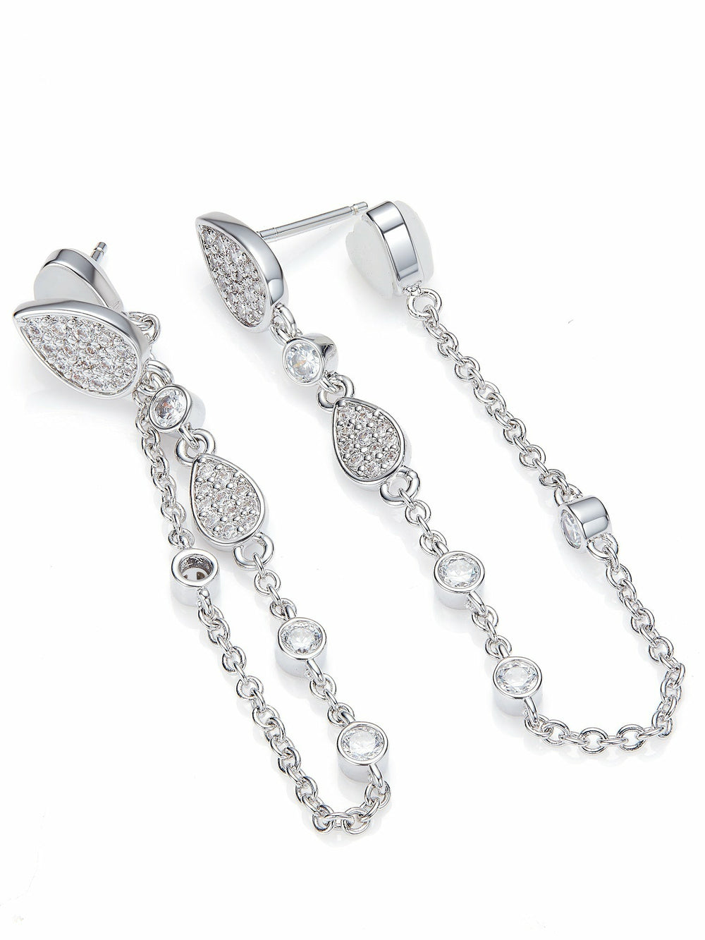 Amélie Pavé Crystal Drop Chain Earrings | Nana Jacqueline
