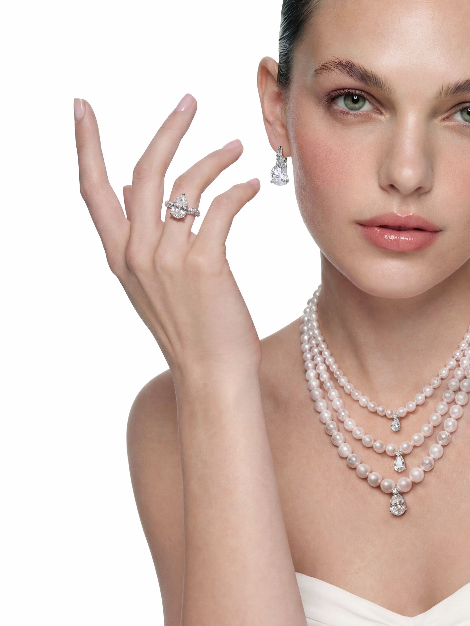 Daniela Pear-Cut Crystal Drop Earrings | Nana Jacqueline