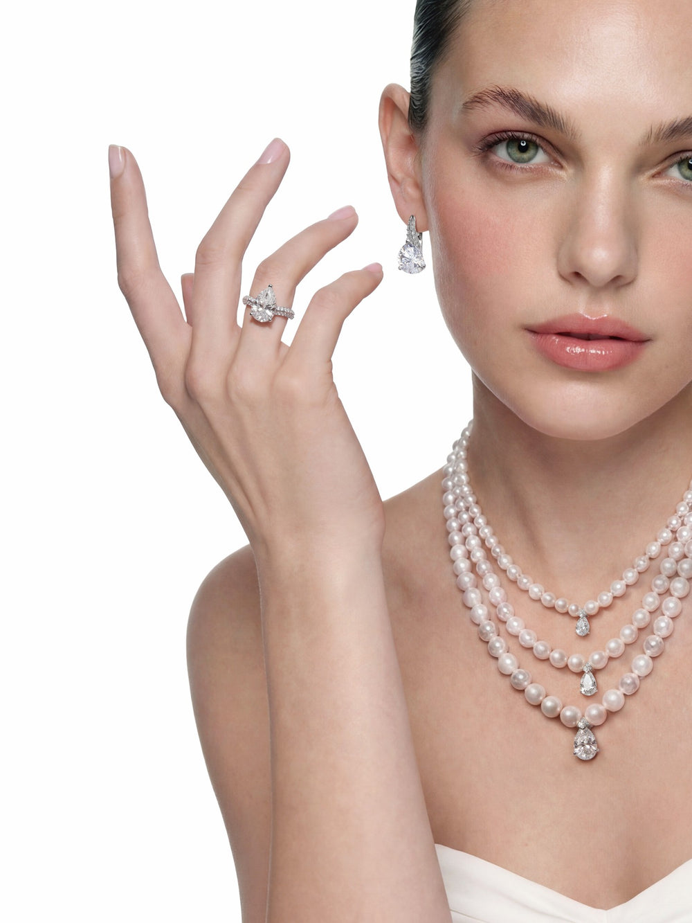 Daniela Pear-Cut Crystal Drop Earrings | Nana Jacqueline