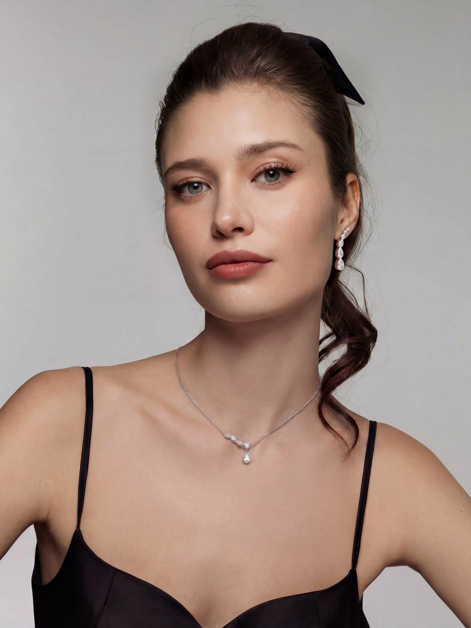 Mirabelle Teardrop Earrings: Silver Earrings for Formal Events | Nana Jacqueline