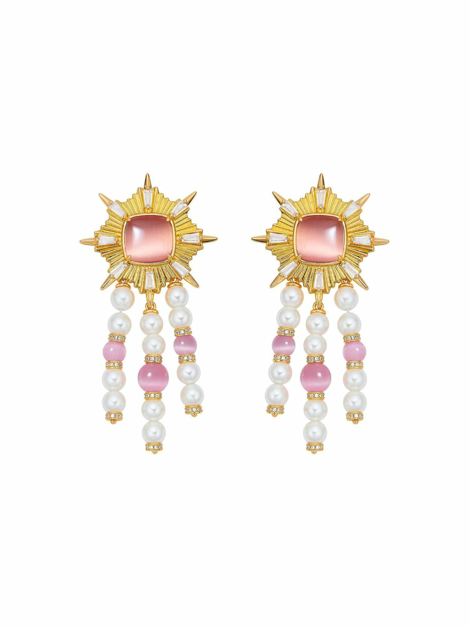 Clara Pearl Earrings: Pink Earrings for Cocktail Party | Nana Jacqueline