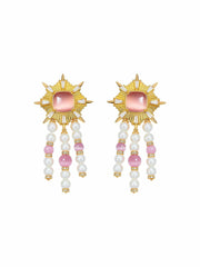 Clara Pearl Earrings: Pink Earrings for Cocktail Party | Nana Jacqueline
