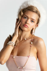 Clara Pearl Earrings: Pink Earrings for Cocktail Party | Nana Jacqueline