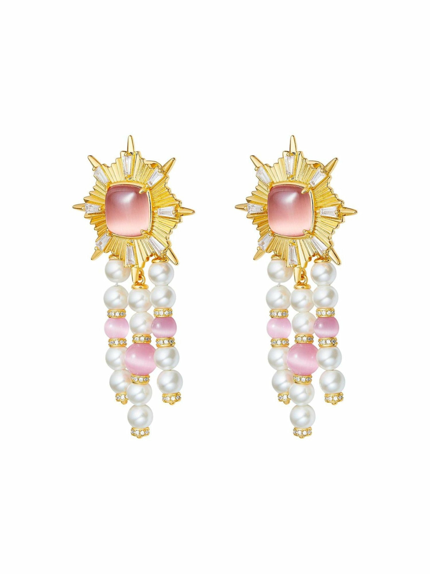 Clara Pearl Earrings: Pink Earrings for Cocktail Party | Nana Jacqueline