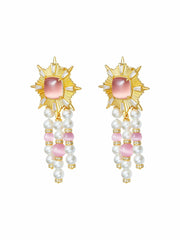 Clara Pearl Earrings: Pink Earrings for Cocktail Party | Nana Jacqueline