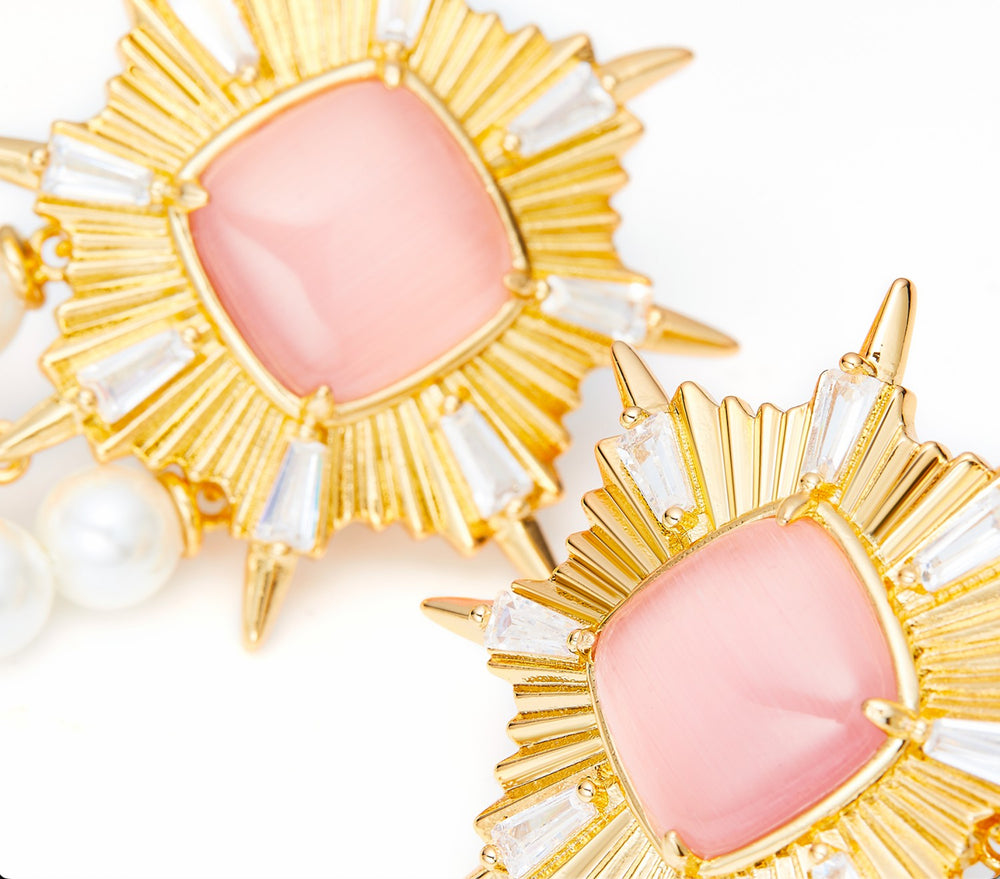 Clara Pearl Earrings: Pink Earrings for Cocktail Party | Nana Jacqueline
