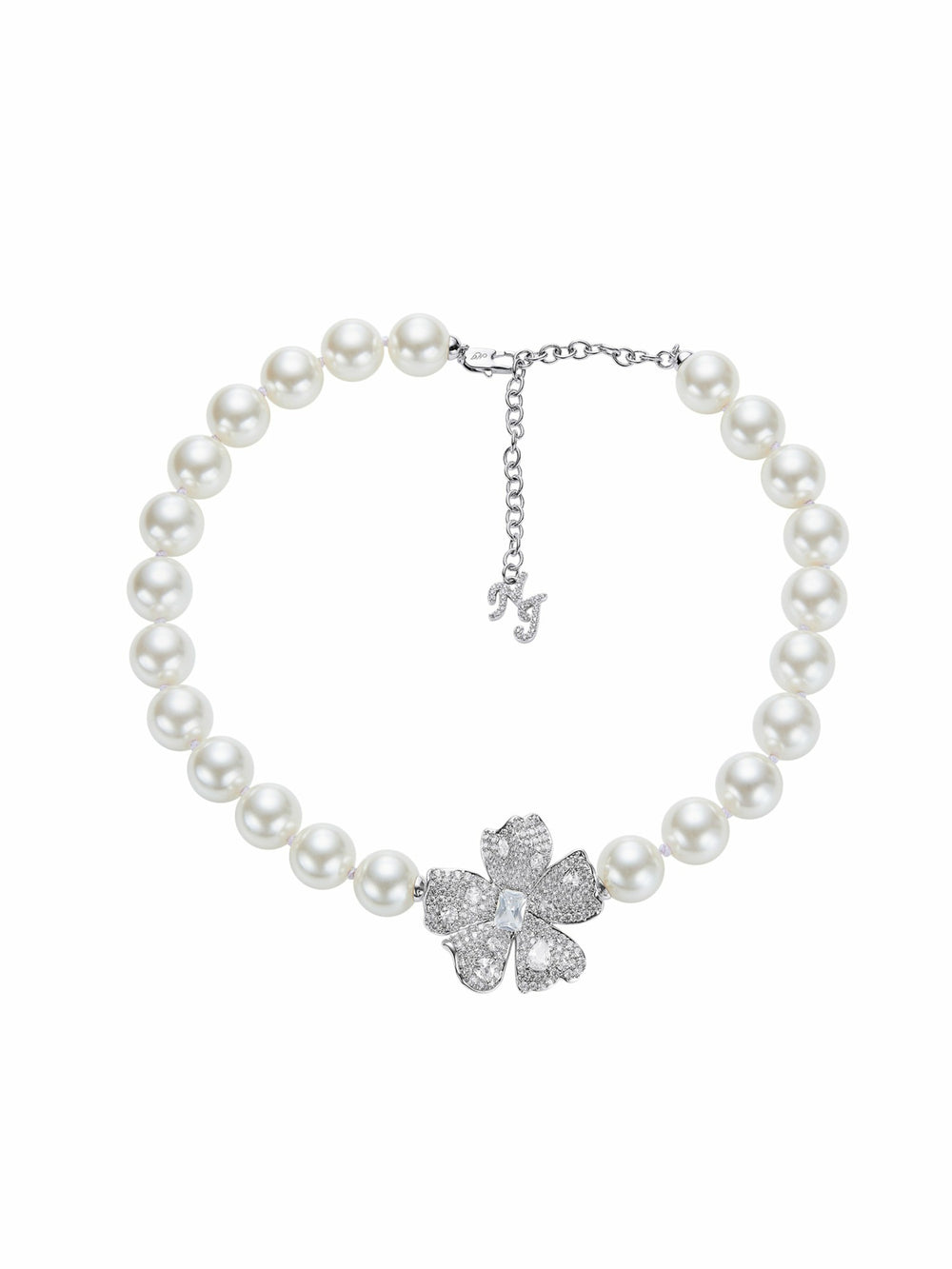 Bellina Floral Pearl White Necklace | Nana Jacqueline