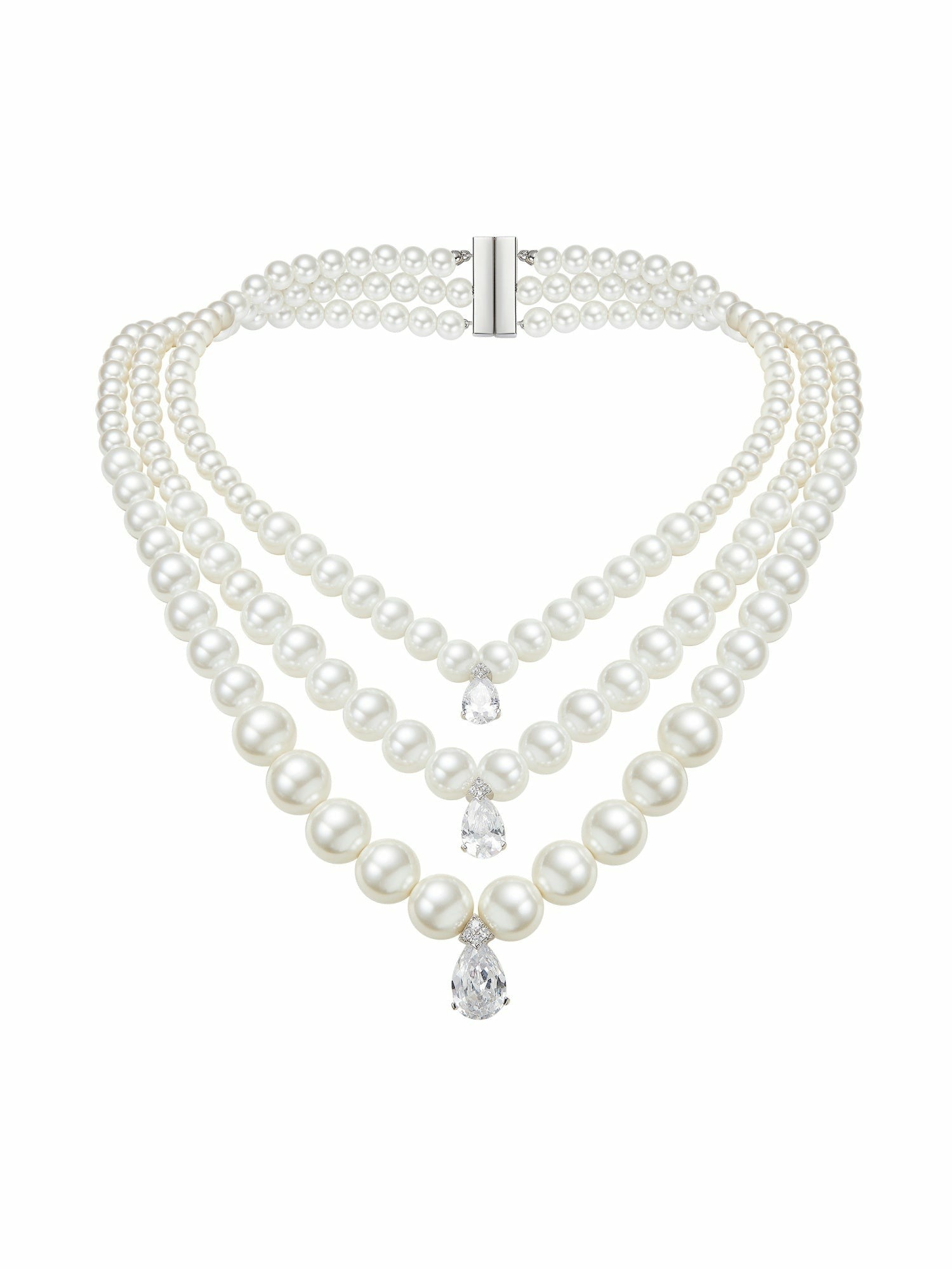 Adriana Layered Pearl Drop Necklace | Nana Jacqueline