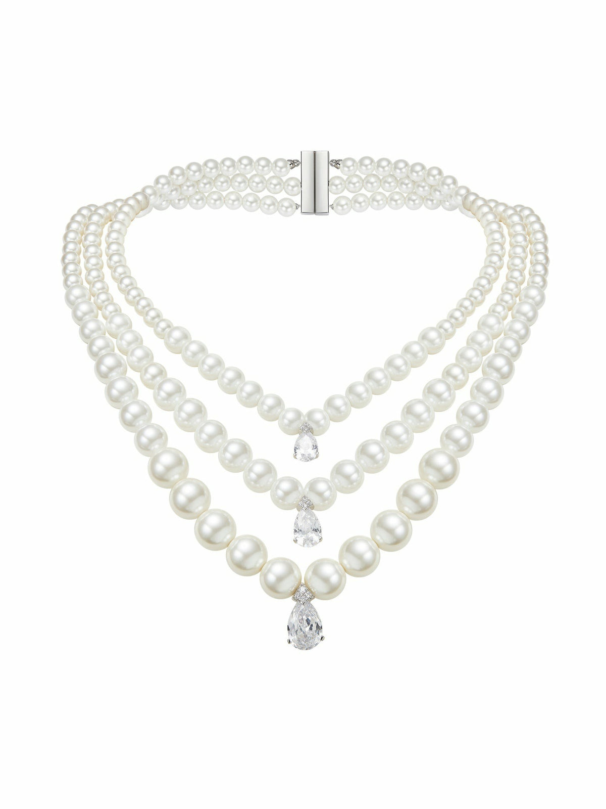 Adriana Layered Pearl Drop Necklace | Nana Jacqueline