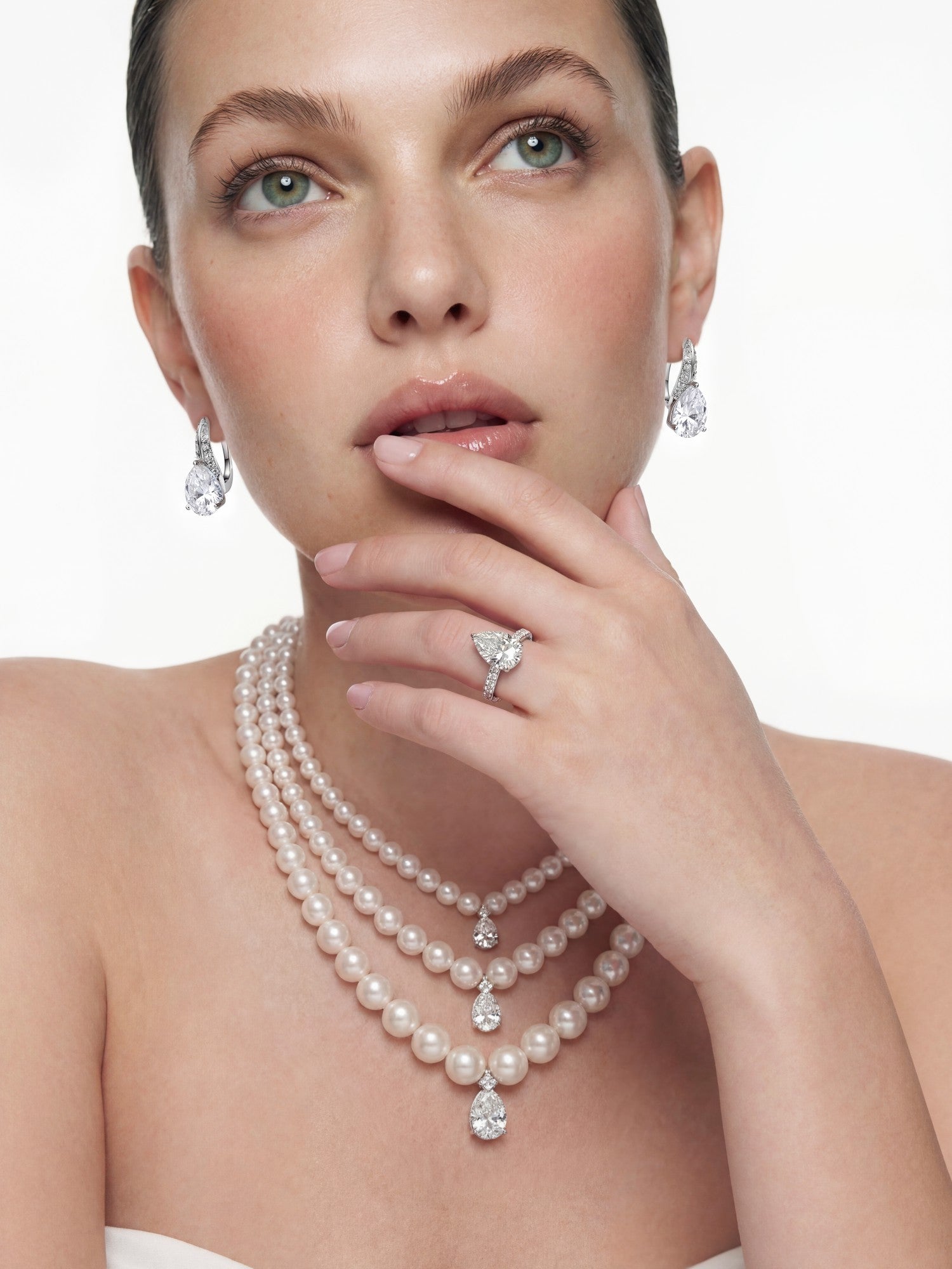 Adriana Layered Pearl Drop Necklace | Nana Jacqueline
