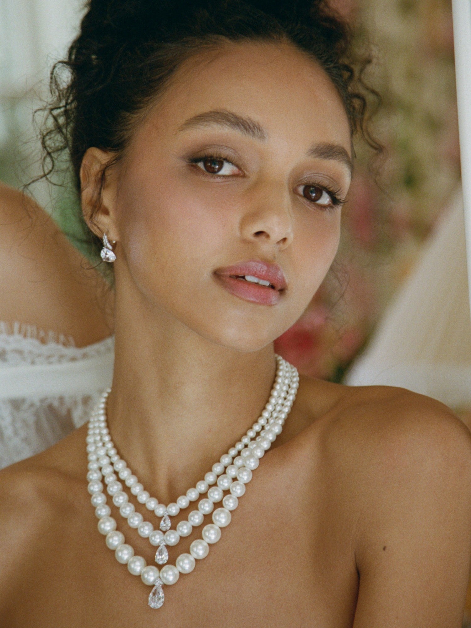 Adriana Layered Pearl Drop Necklace | Nana Jacqueline