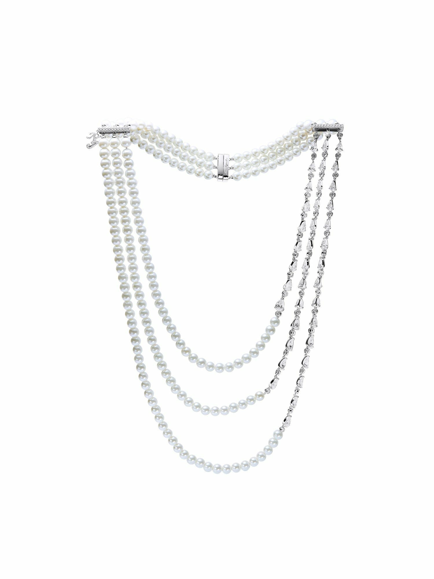 Amara Layered Pearl and Crystal Statement Necklace | Nana Jacqueline