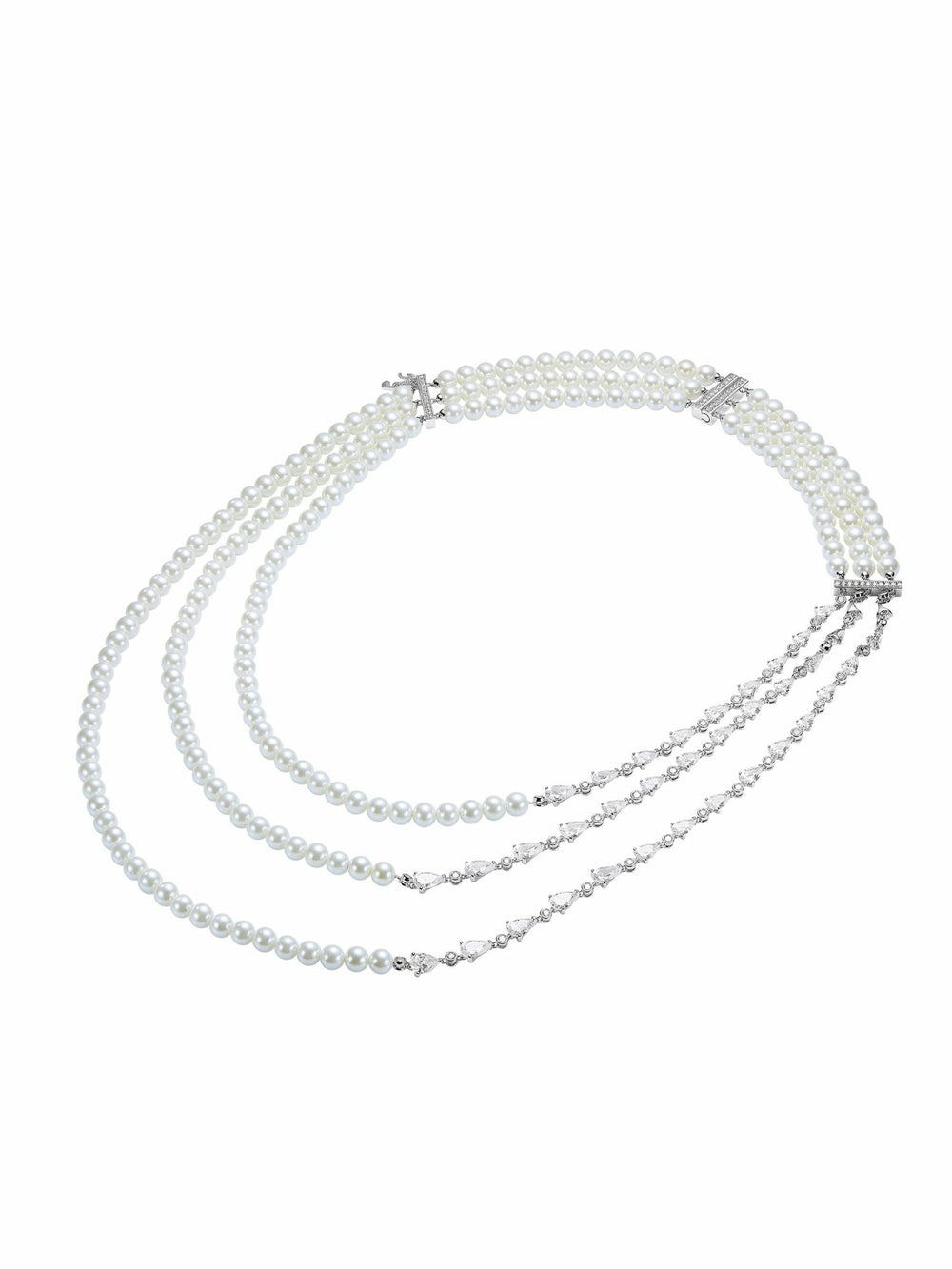 Amara Layered Pearl and Crystal Statement Necklace | Nana Jacqueline
