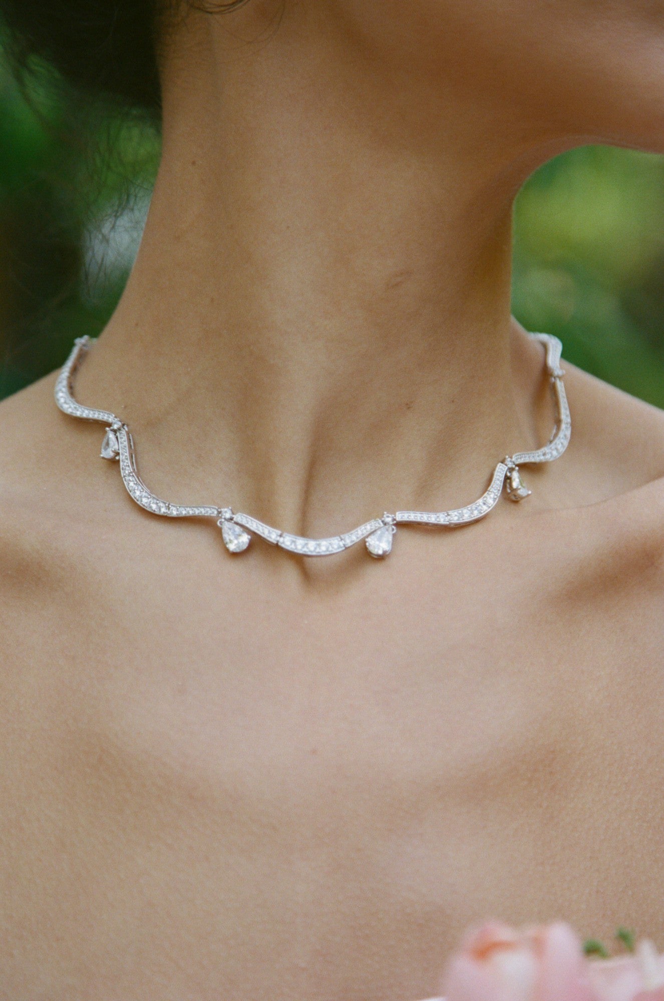 Daniela Pear-Cut Crystal Drop Necklace | Nana Jacqueline