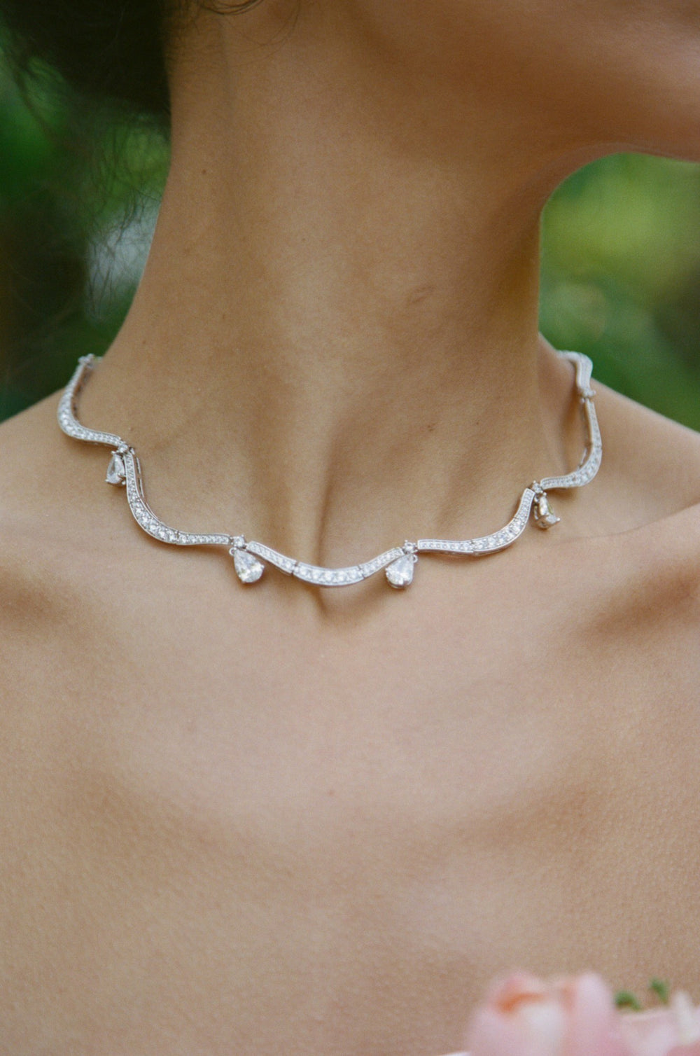 Daniela Pear-Cut Crystal Drop Necklace | Nana Jacqueline