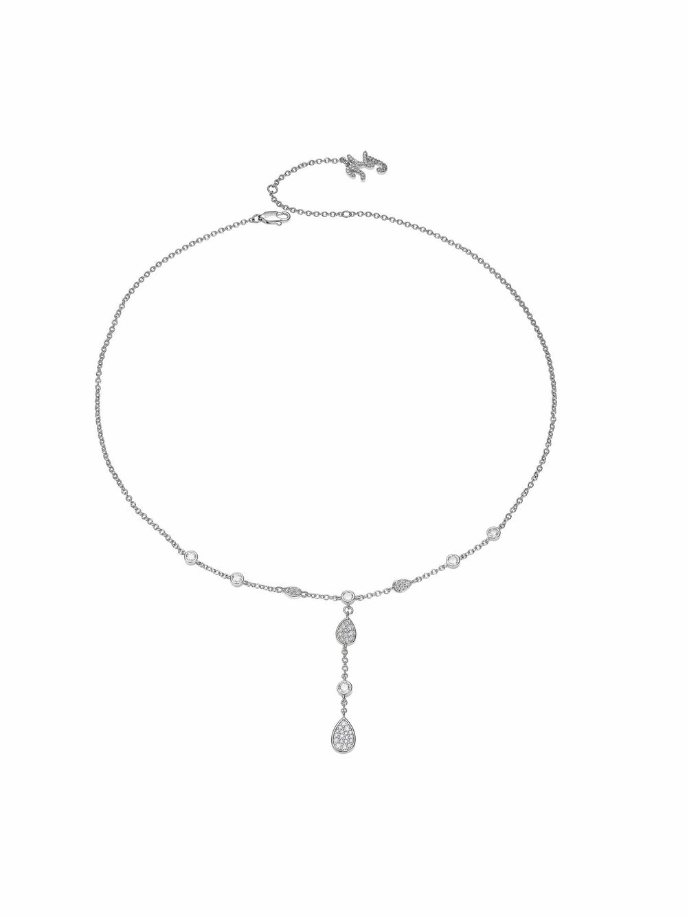 Ameline Pavé Crystal Drop Y-Chain Necklace | Nana Jacqueline