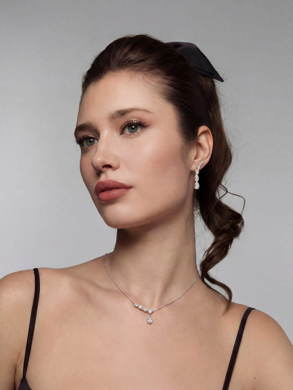Mirabelle Teardrop Necklace: Silver Necklace for Bridal Shower | Nana Jacqueline