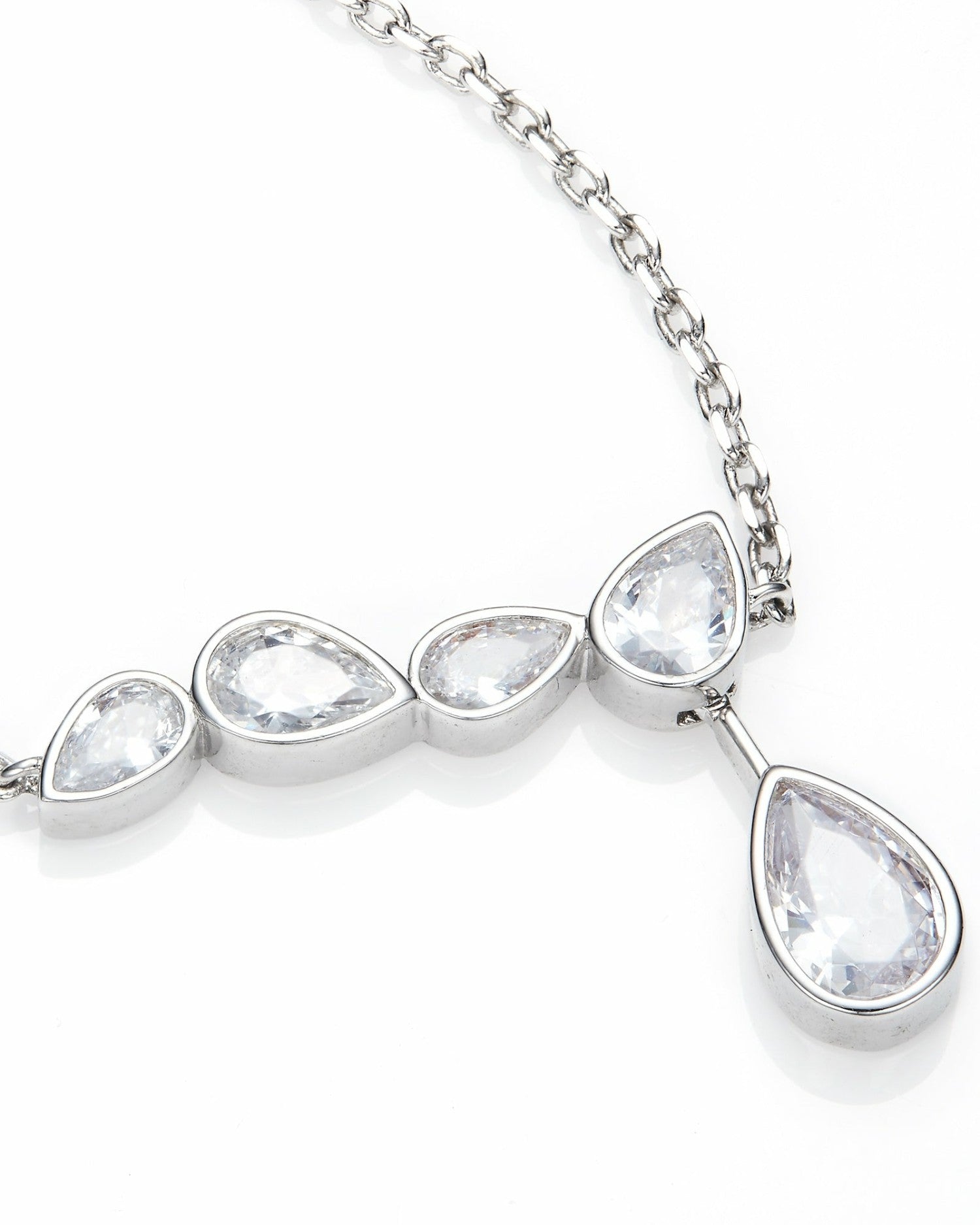Mirabelle Teardrop Necklace: Silver Necklace for Bridal Shower | Nana Jacqueline
