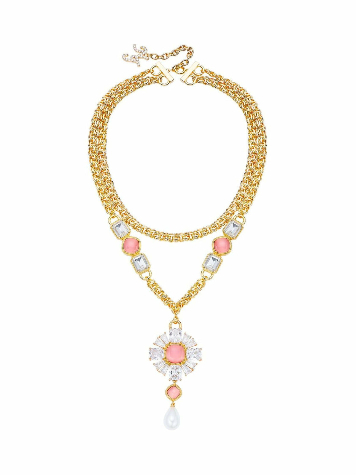 Cassandra Double Layer Pendant Necklace: Gold Necklace for Cocktail Party | Nana Jacqueline
