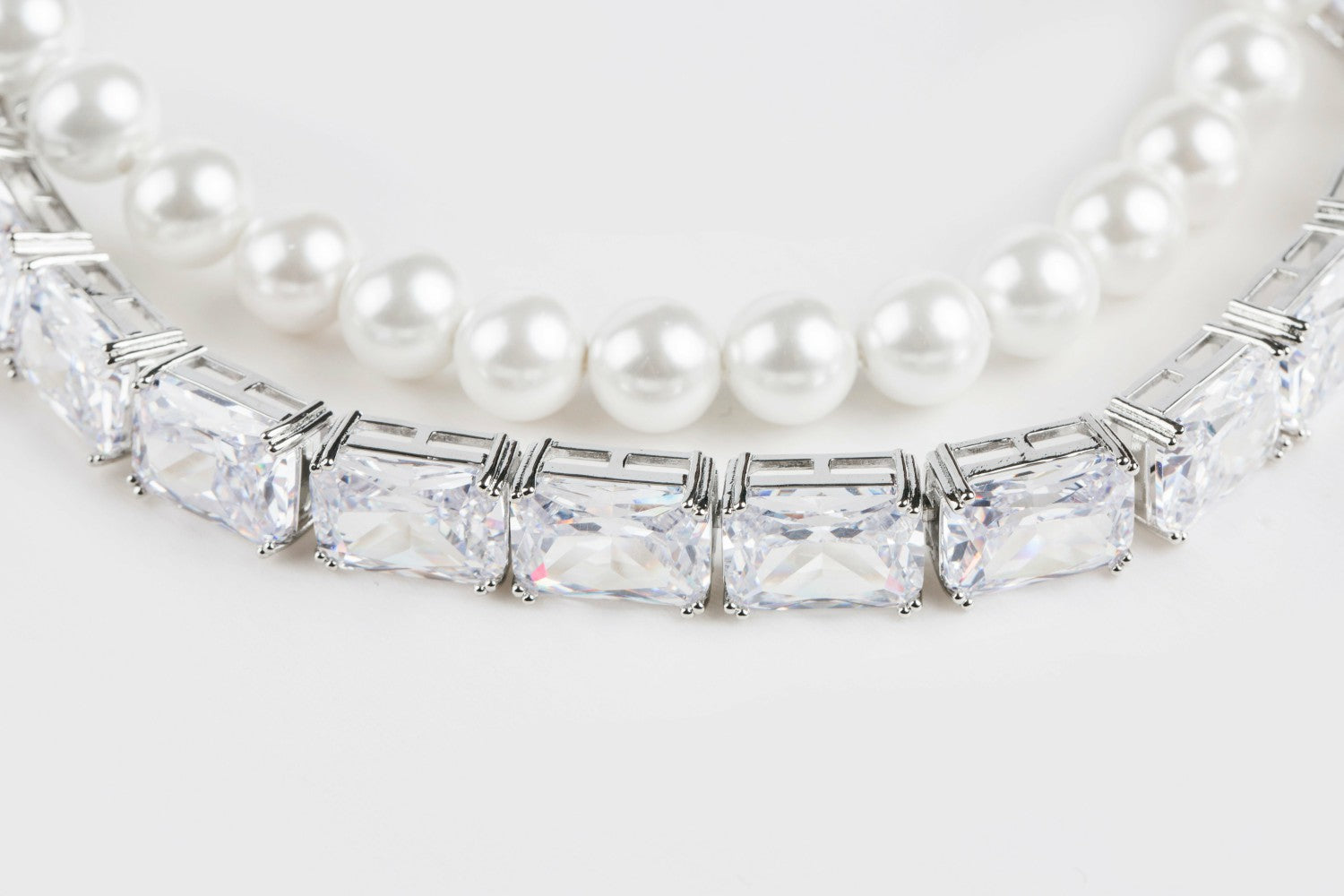 Gracey Pearl Crystal Choker Necklace: White Choker for Bridal Shower | Nana Jacqueline