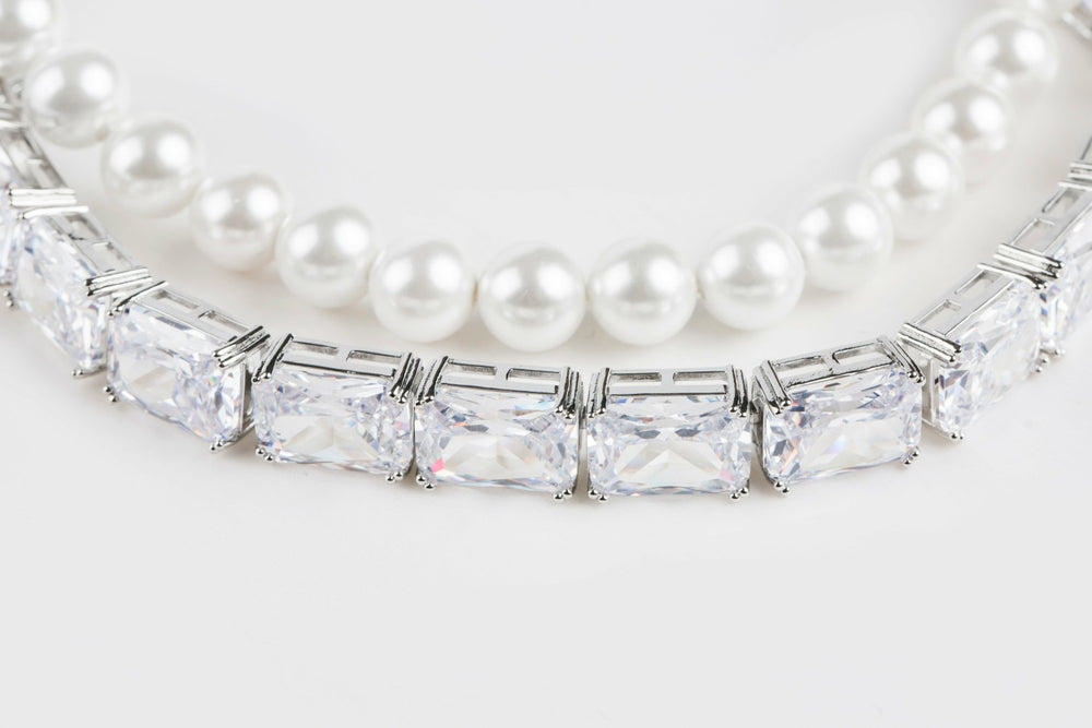 Gracey Pearl Crystal Choker Necklace: White Choker for Bridal Shower | Nana Jacqueline