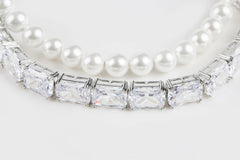 Gracey Pearl Crystal Choker Necklace: White Choker for Bridal Shower | Nana Jacqueline