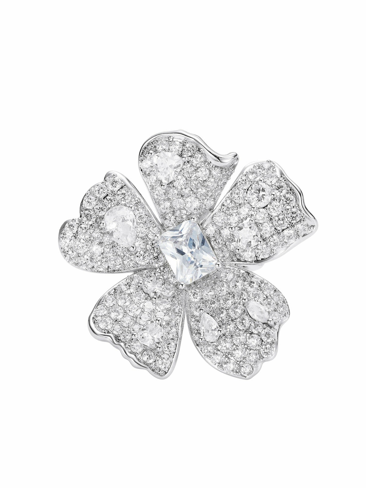 Lyra Floral Crystal White Ring | Nana Jacqueline