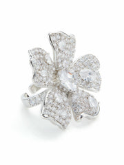 Lyra Floral Crystal White Ring | Nana Jacqueline