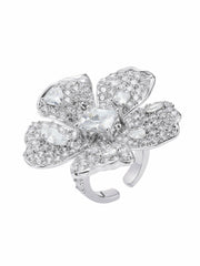 Lyra Floral Crystal White Ring | Nana Jacqueline