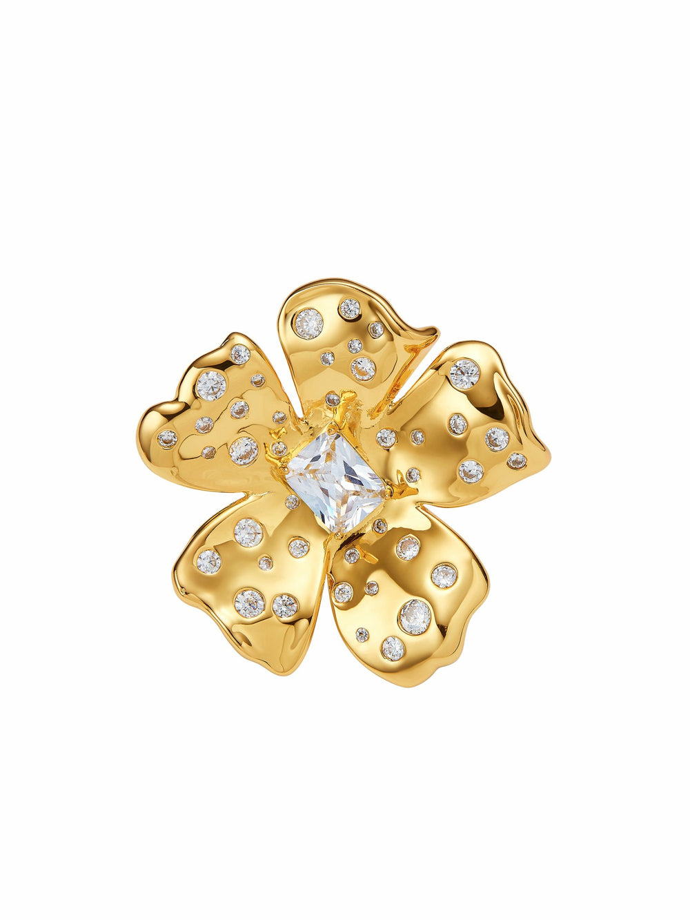 Talluah Floral Crystal Gold Ring | Nana Jacqueline