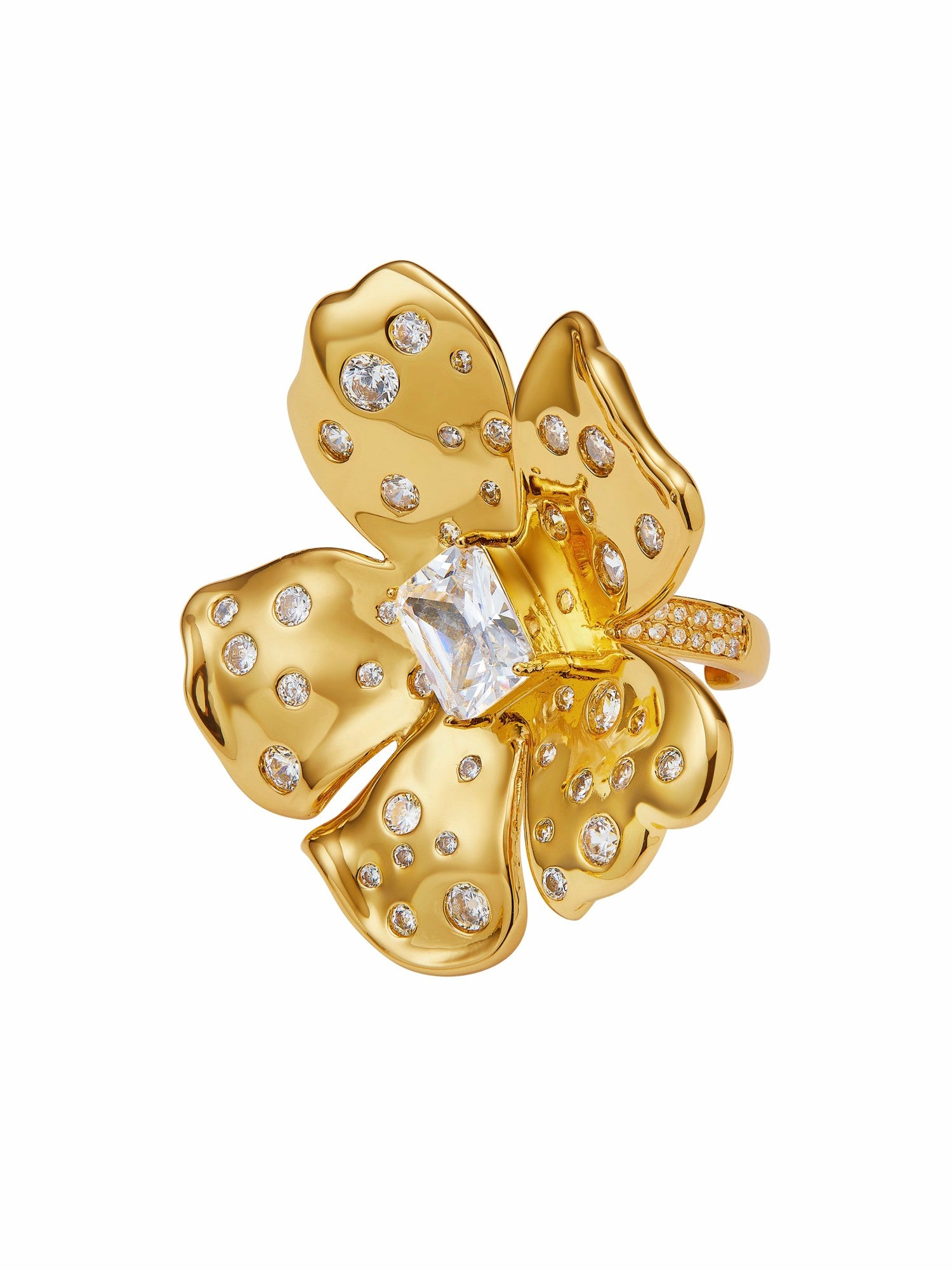 Talluah Floral Crystal Gold Ring | Nana Jacqueline