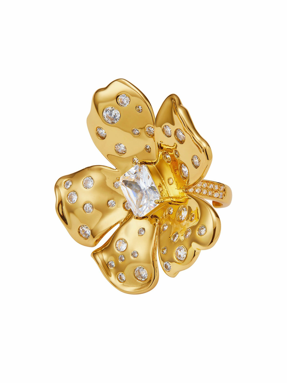 Talluah Floral Crystal Gold Ring | Nana Jacqueline