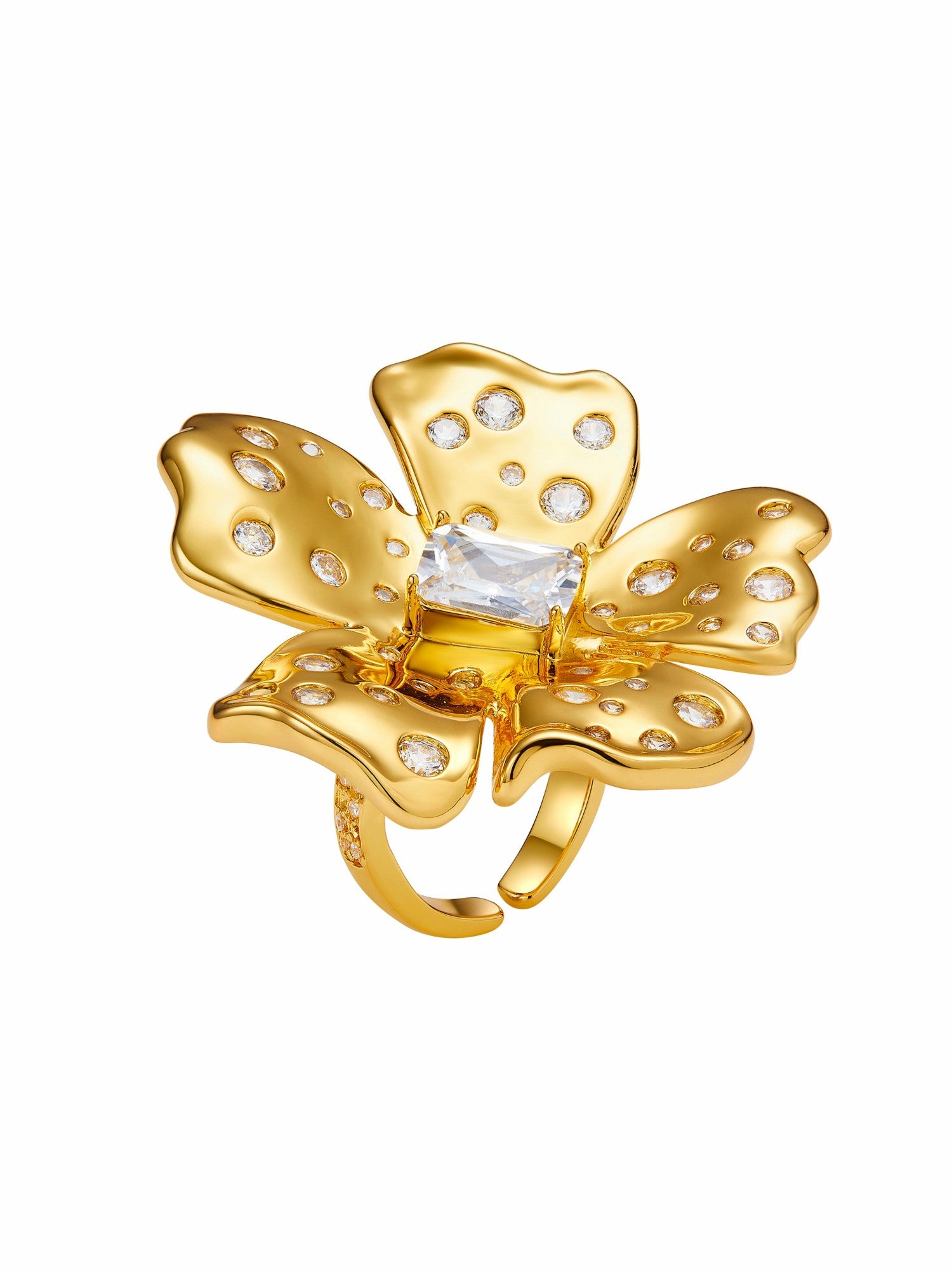 Talluah Floral Crystal Gold Ring | Nana Jacqueline