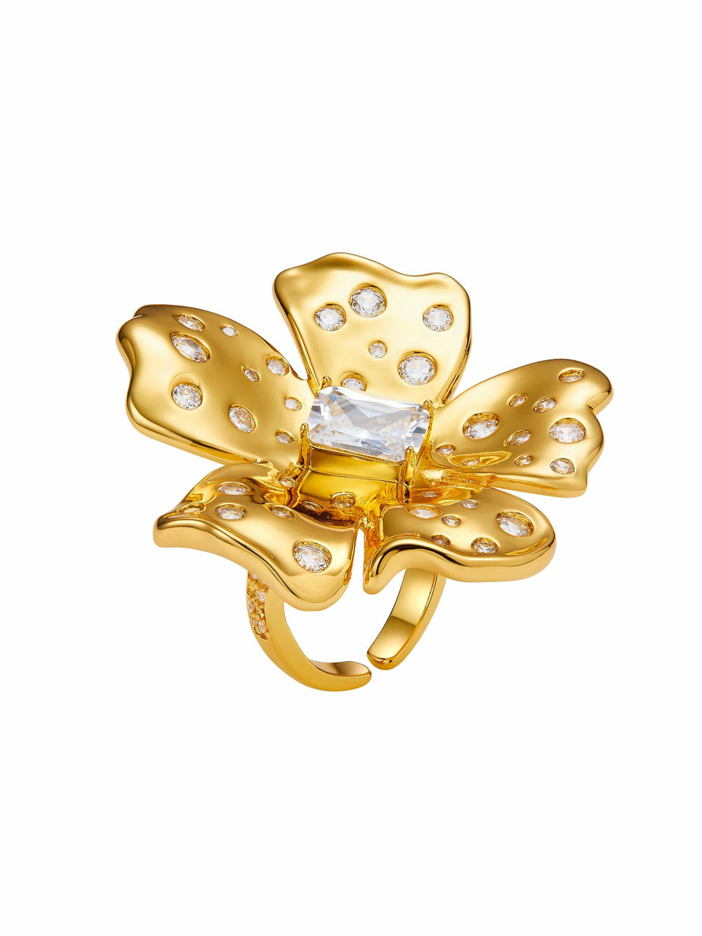 Talluah Floral Crystal Gold Ring | Nana Jacqueline