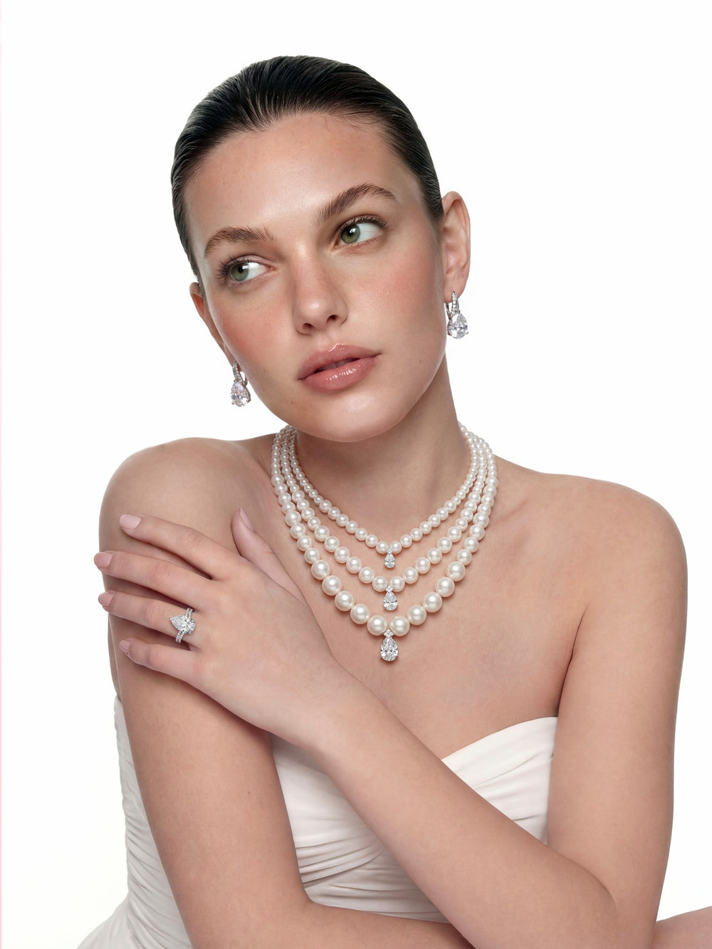 Daniela Pear-Cut Pavé Crystal Ring | Nana Jacqueline
