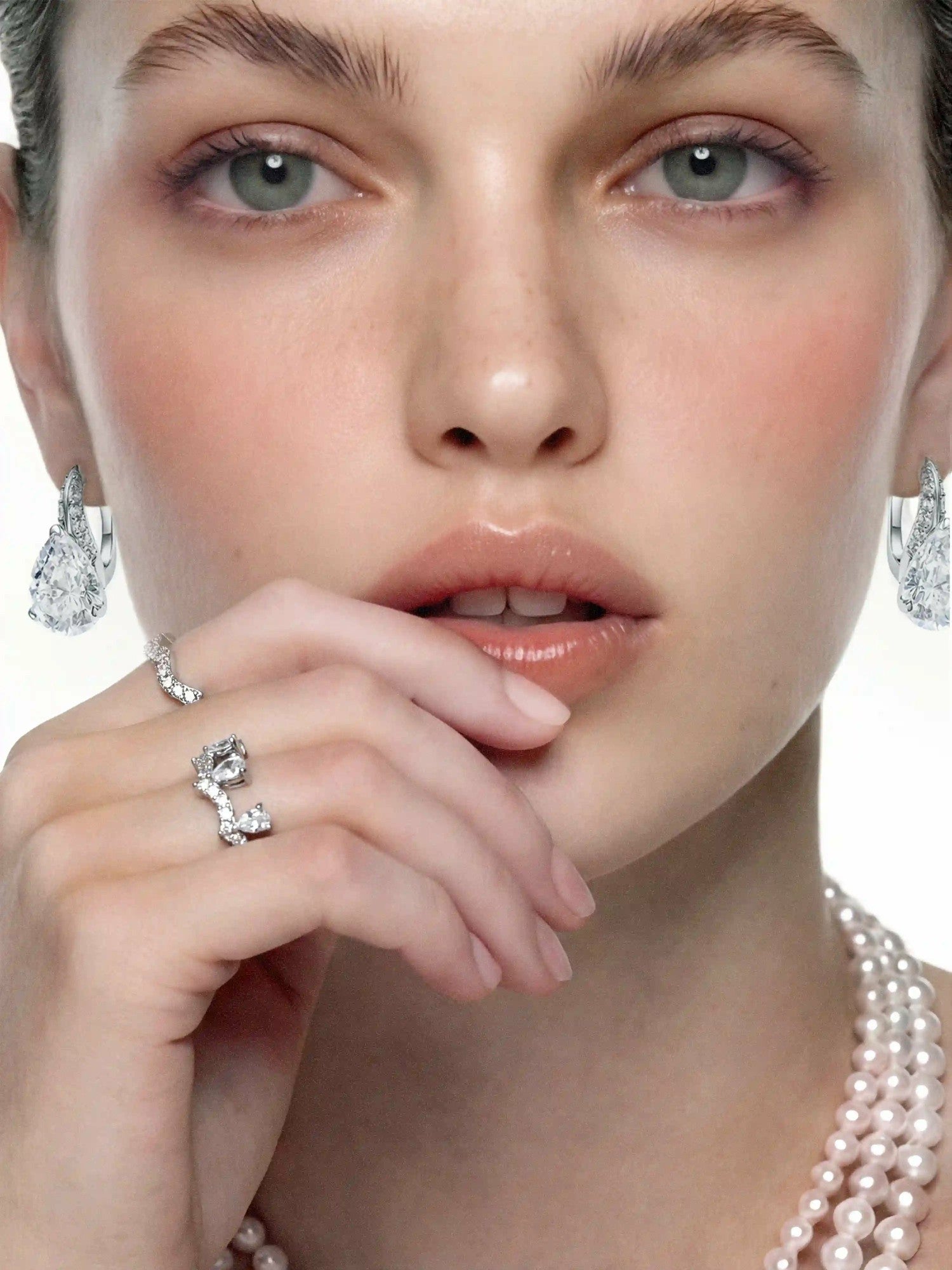 Yvette Stackable Pear-Cut Crystal Ring Set | Nana Jacqueline
