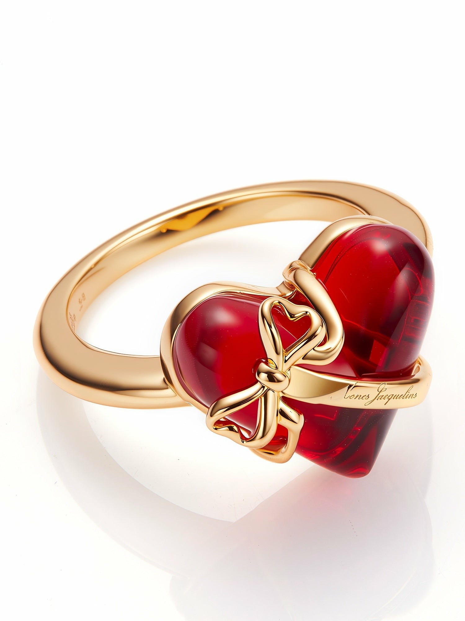 Eléa Bow-Ribbon Heart Red Ring: Red Ring for Date Night | Nana Jacqueline