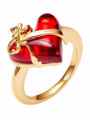 Eléa Bow-Ribbon Heart Red Ring: Red Ring for Date Night | Nana Jacqueline