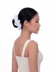 Nolita Ruffle White Hair Tie | Nana Jacqueline