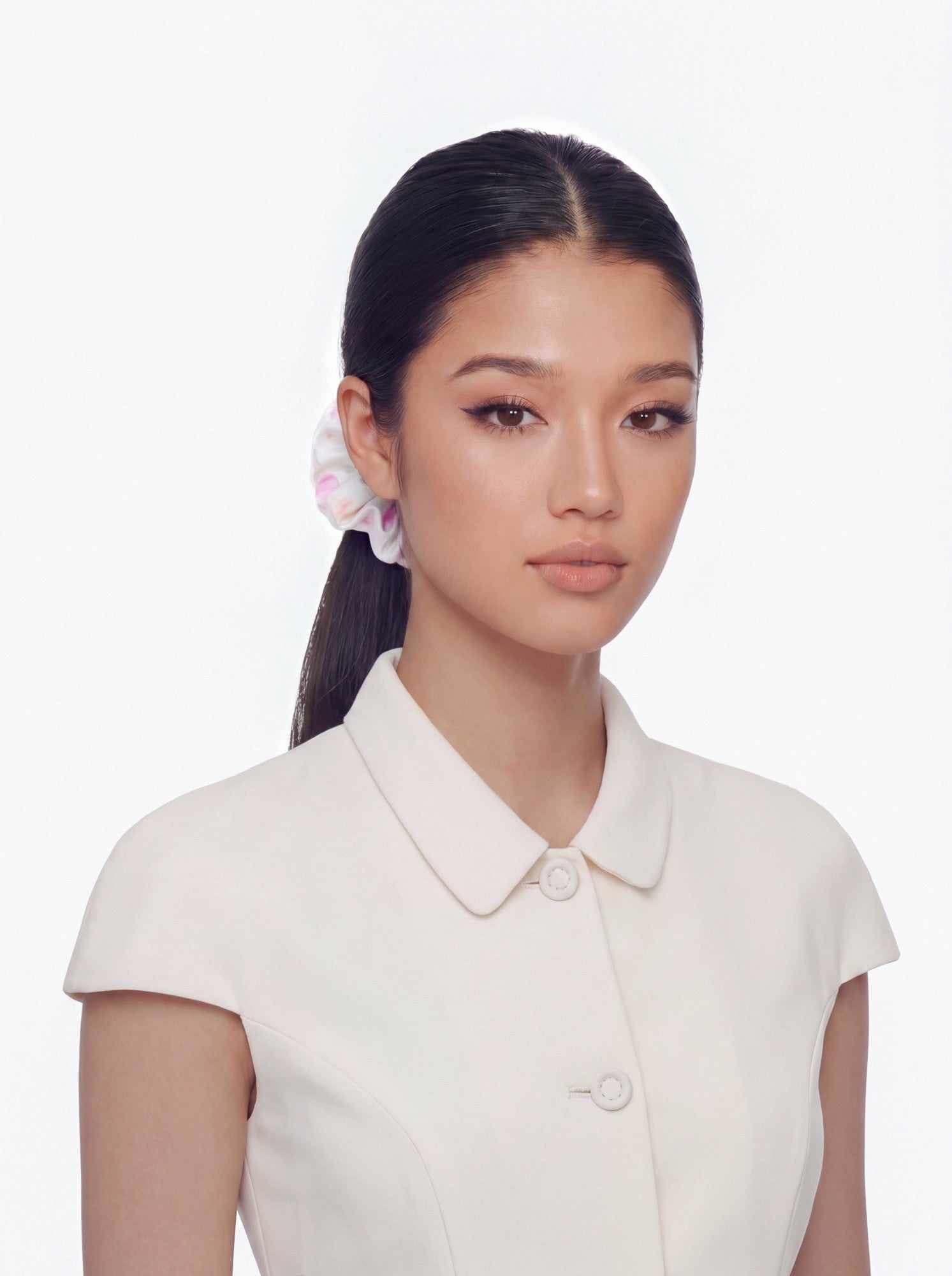 Novella Crystal Logo Ivory Hair Tie | Nana Jacqueline