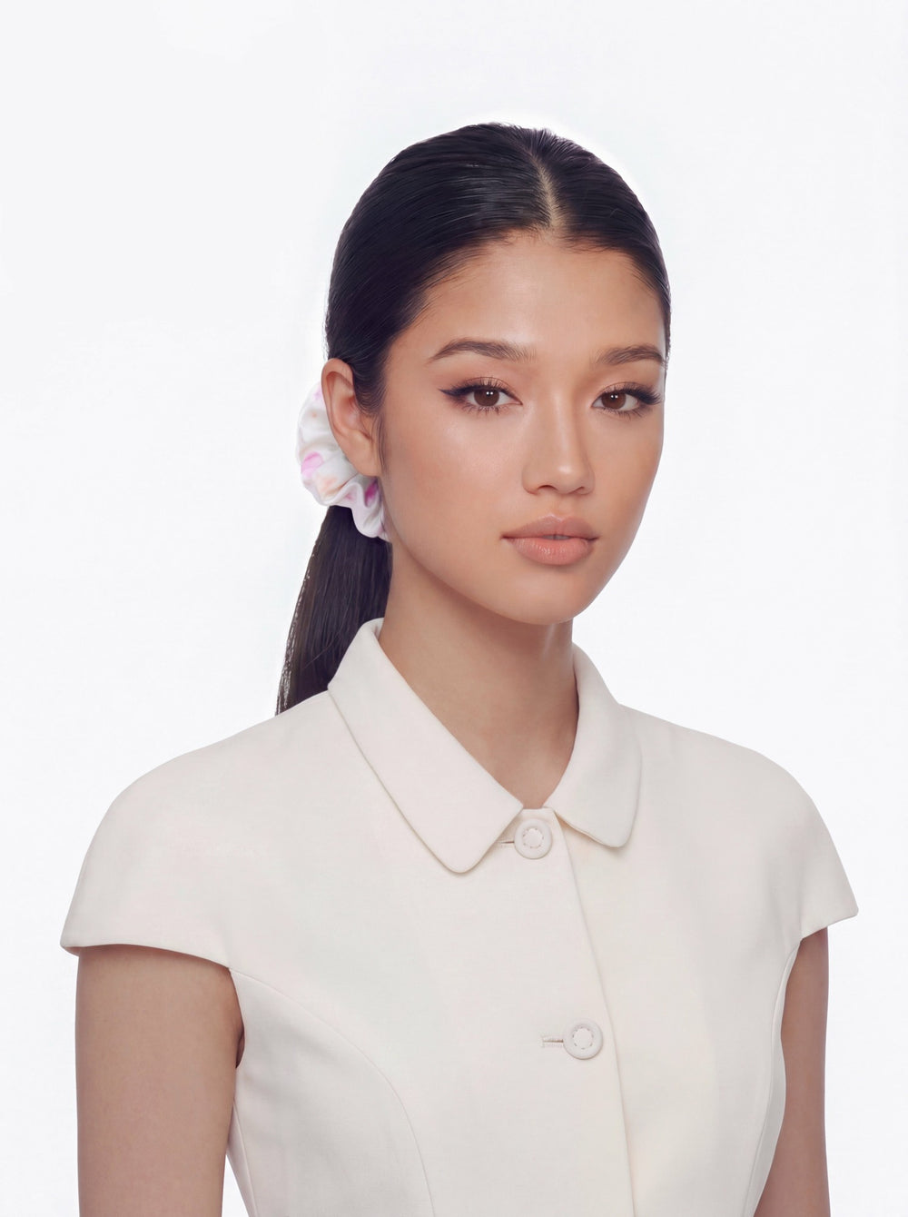 Novella Crystal Logo Ivory Hair Tie | Nana Jacqueline