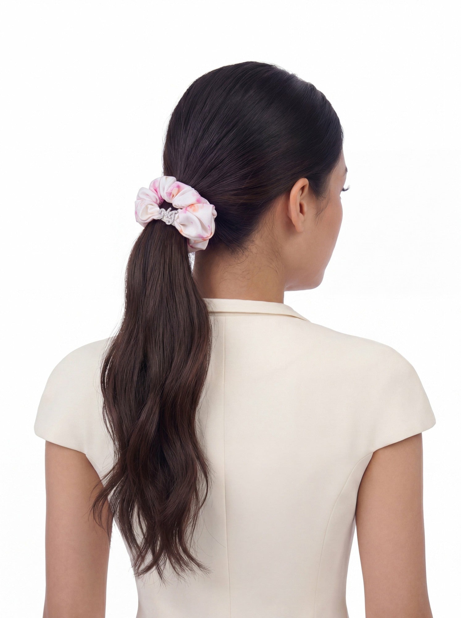 Novella Crystal Logo Ivory Hair Tie | Nana Jacqueline