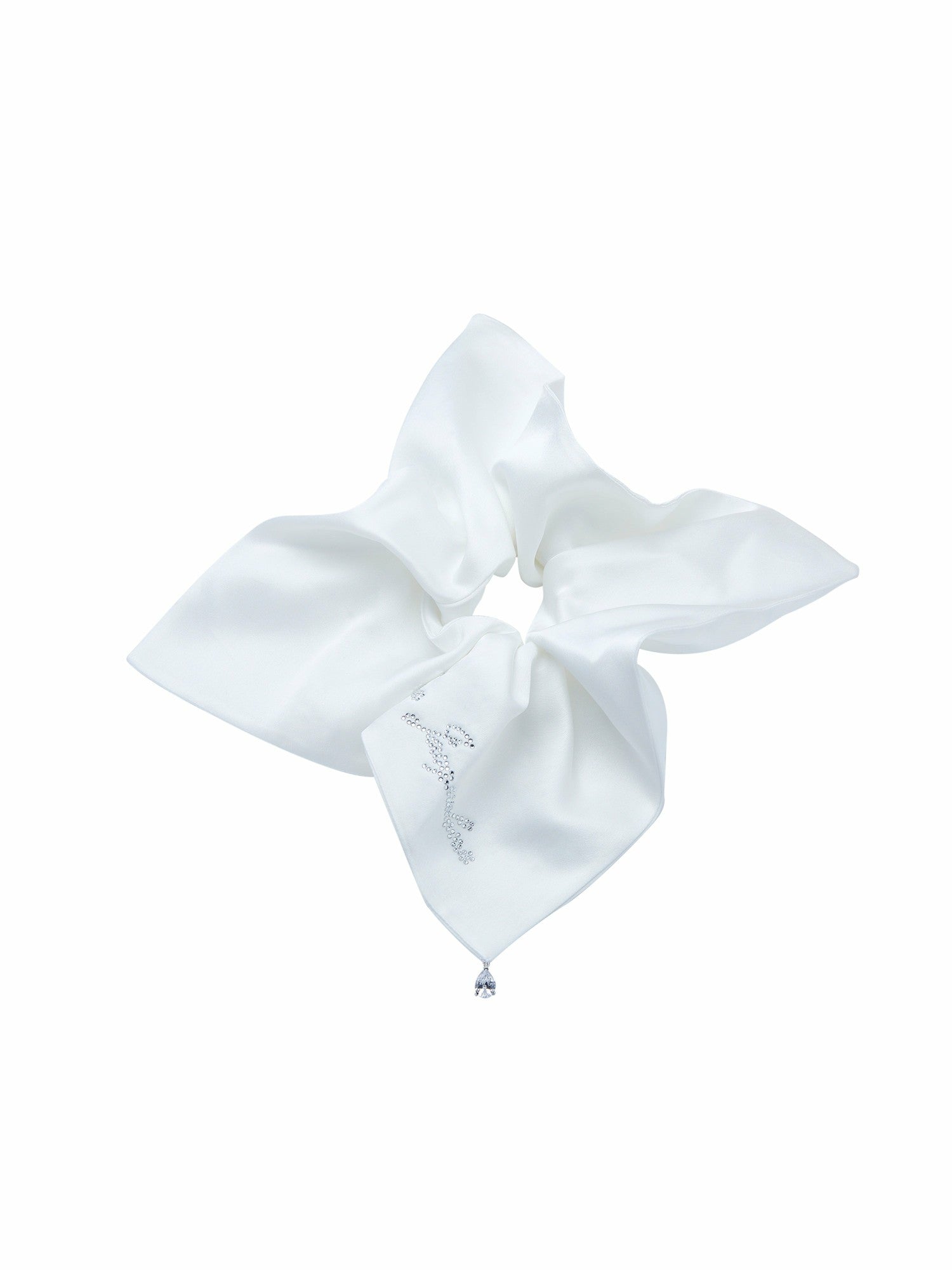 Charlotte Satin Bow White Hair Tie | Nana Jacqueline