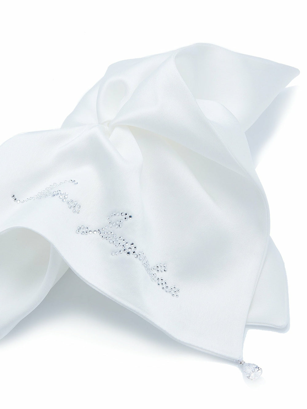 Charlotte Satin Bow White Hair Tie | Nana Jacqueline